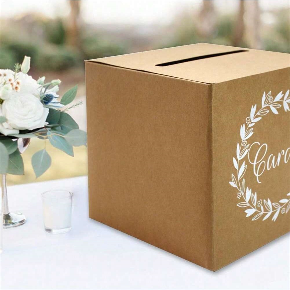 Floral Baby Shower Card Box Favors Post Cardboard Receiving Money Holder For Reception, Showers, Anniversary, Birthday Party Table Centerpiece Decorations