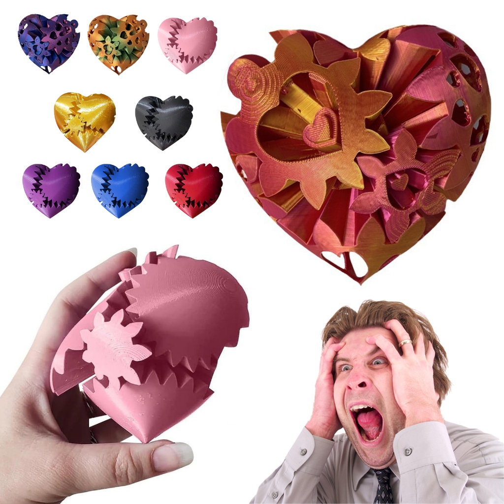 Heart Gear Ball 3D Printed Gear Spin Twisted Heart Stress Relieving Toy ...
