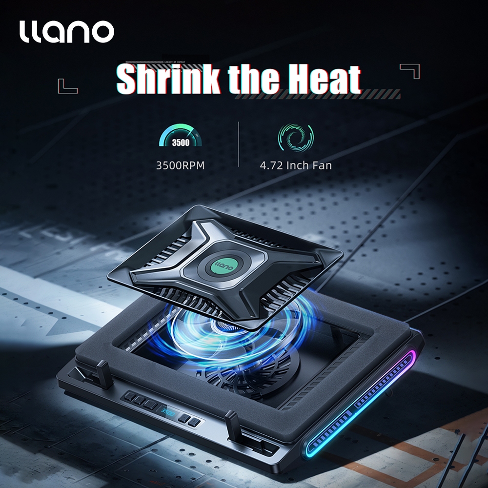 Llano V10 SE Gaming Laptop Cooler Cooling Pad Stand With 10.5 CM External Cooling Fan Fast Cooling Computer Laptop 13-17.3in Adjustable Speed Control A Mouse Pad Included Non-RGB & Ports - Foto 7