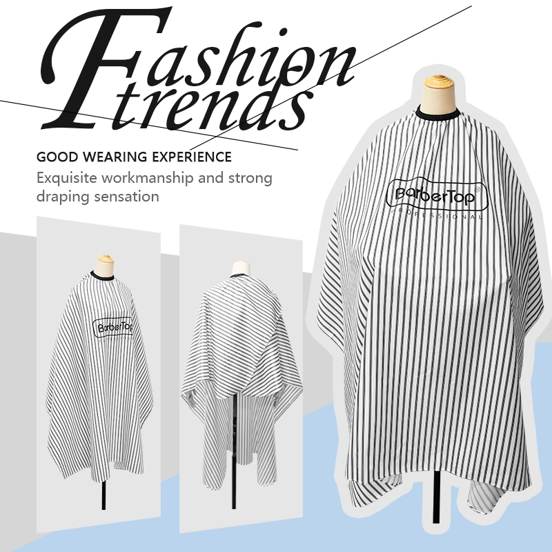 Professional Barber Shop Robe-Striped Haircut, Barber Shop Haircut Cap ...