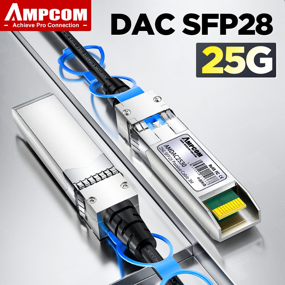 AMPCOM 25G DAC Cable SFP28 Passive Direct Attach Copper Twinax Cable ...