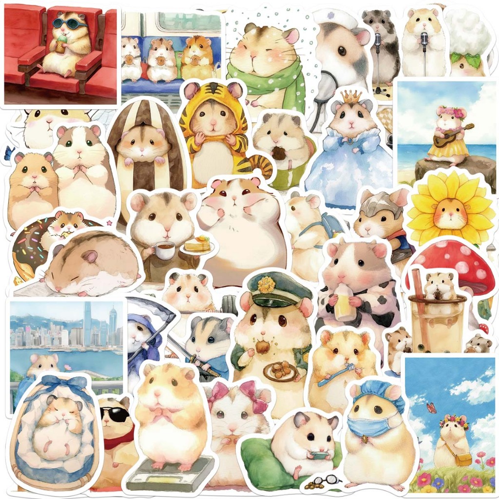 50 pcs Painted Hello Little Hamster stickers Graffiti Cartoon ...