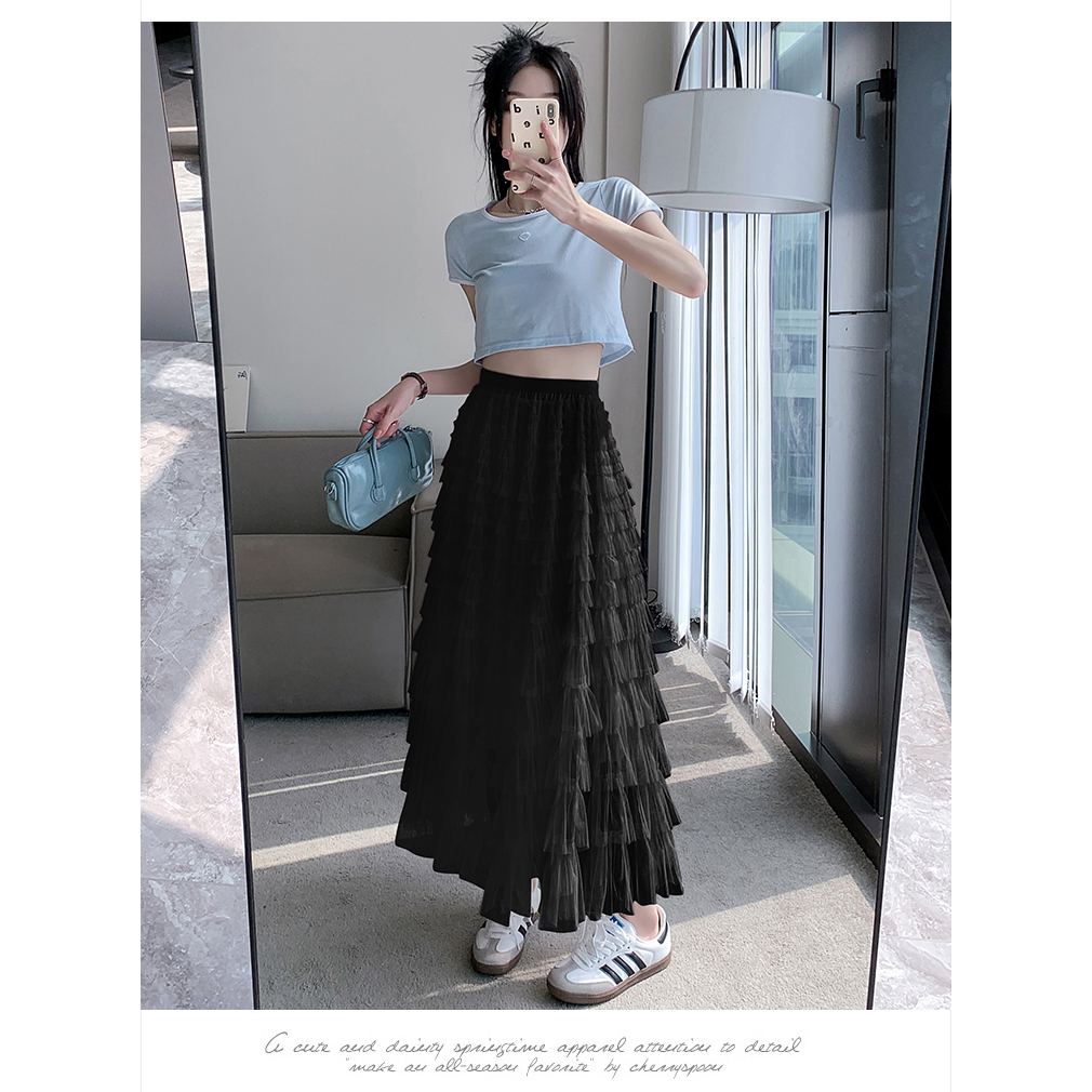 2024 Summer Girl Casual Fluffy Mesh Skirt Age Reducing Layer Cake Skirt Large Swing Long Skirt Good Quality Shopee Philippines