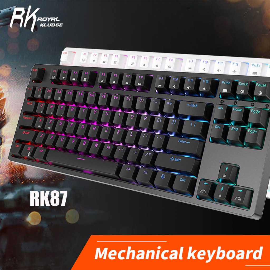 RK Royal Kludge Rk87 87 Keys Hot Swappable Wired Backlit Rgb Tkl ...