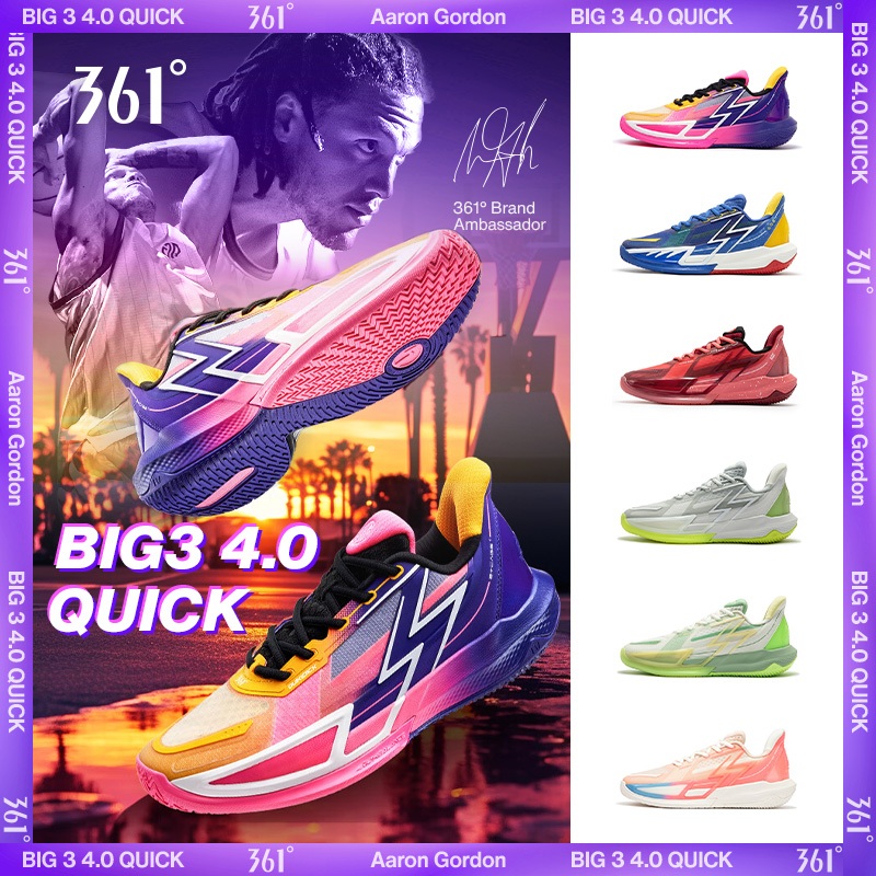 361 Degrees Big3 4.0 Quick Men Basketball Shoes WearResistant LowCut Sneakers Male 572321105