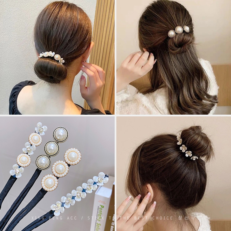 Bow Updo Hair Rope Graceful Lace Flower Hair Bun Maker Female Hair Bun ...