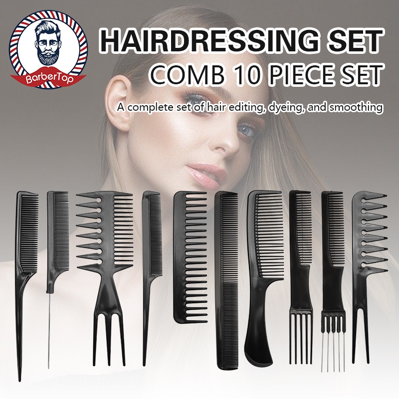 10 Pcs Barber Styling Comb Set Anti Static Coarse Fine Toothed Pick ...