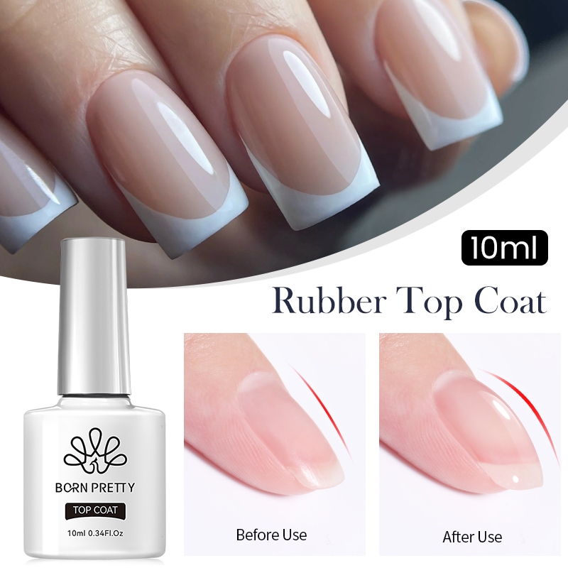 BORN PRETTY Rubber Top Coat Transparent Clear Function Gel Soak Off Nail  Art Gel Varnish 10ml