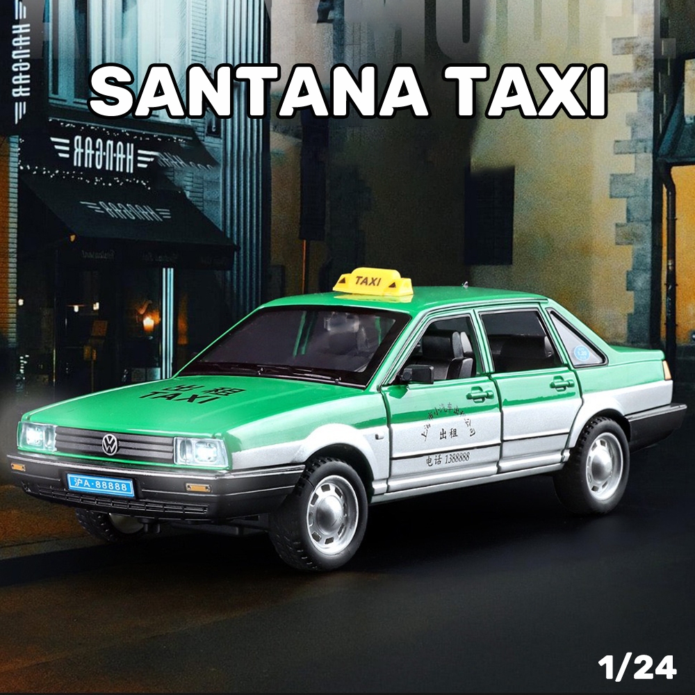 124 Volkswagen Santana Taxi Alloy car model Die cast car Sound Light
