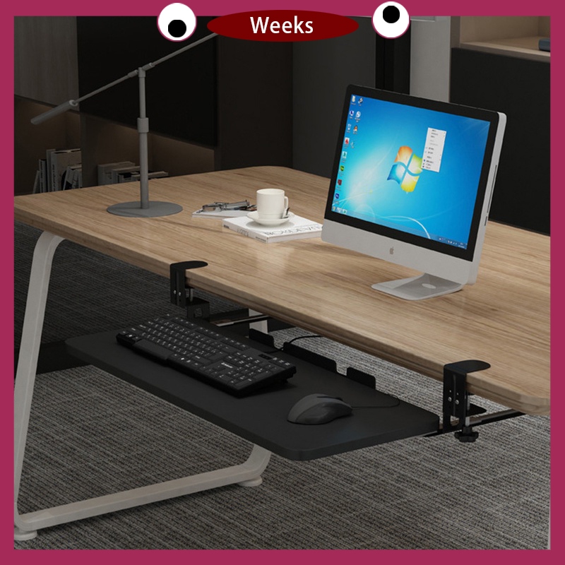 Punch-Free Sliding Rail Keyboard Rack tray extension No Desktop Clamp ...