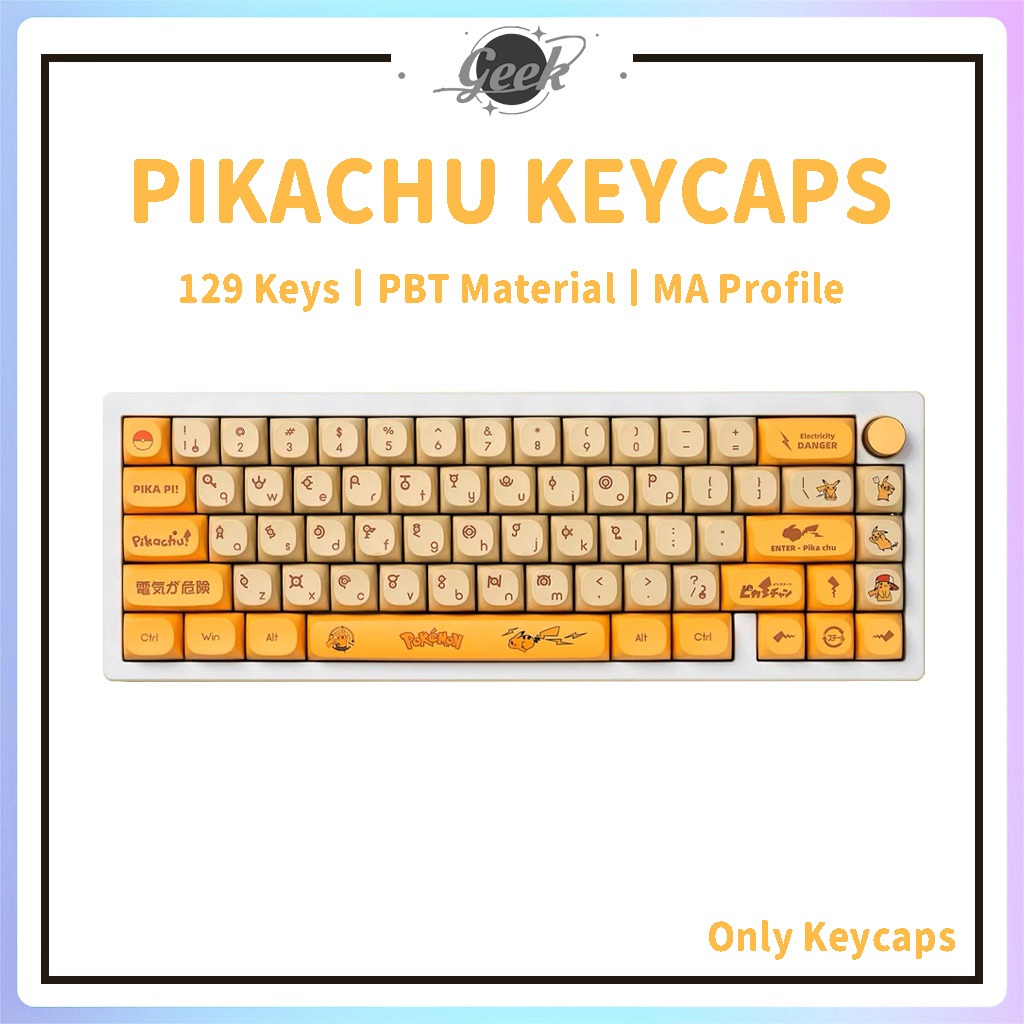 Pikachu Keycaps PBT Dye-sub MA Profile Keycap Custom Keycaps | Shopee ...