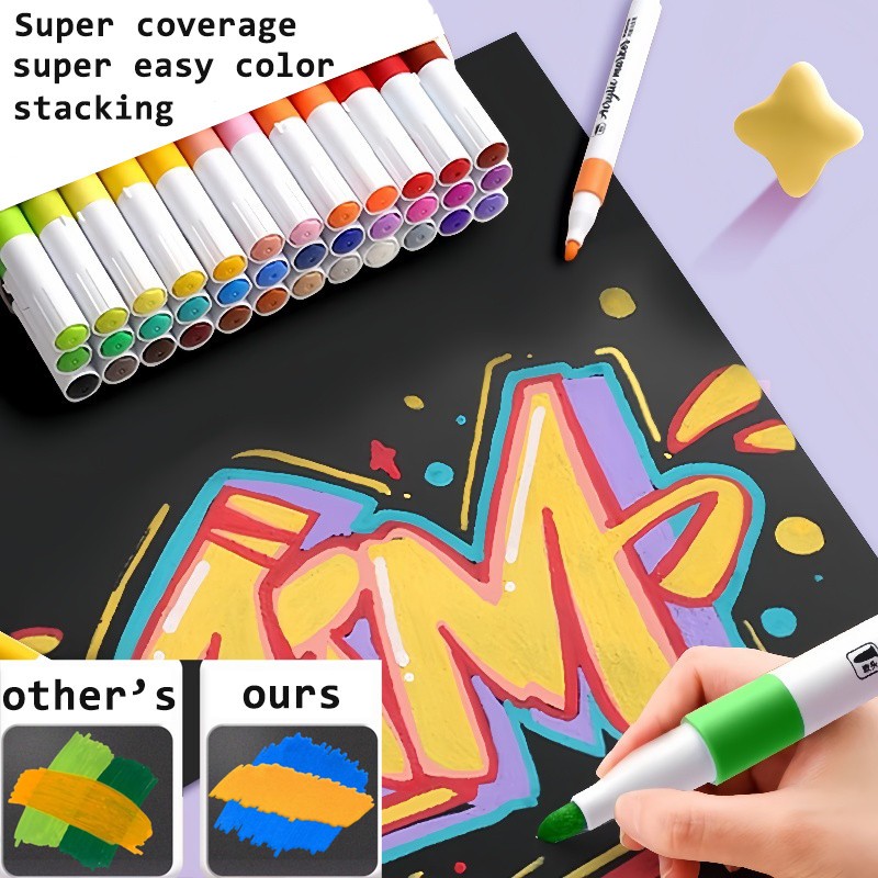 12/48/60/80 Colors DIY Acrylic Marker Pen Set Highlighter Markers ...