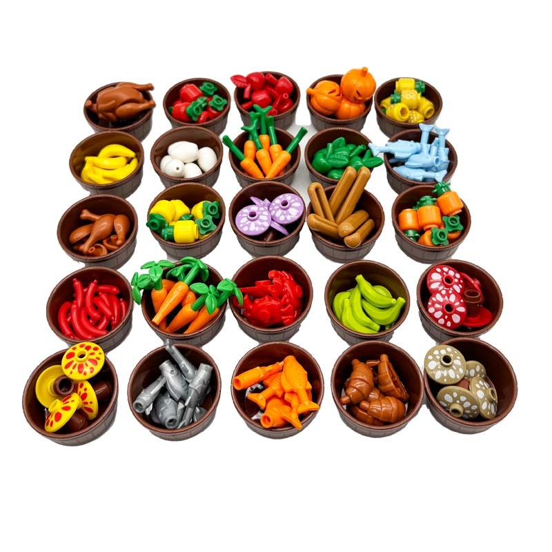 City Market Stalls farm Tool Vegetable Fruit Set MOC Building Blocks