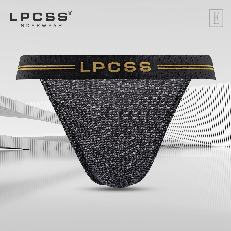 LPCSS Men's Underwear Ice Silk Fashion Printed MidWaist Single Layer