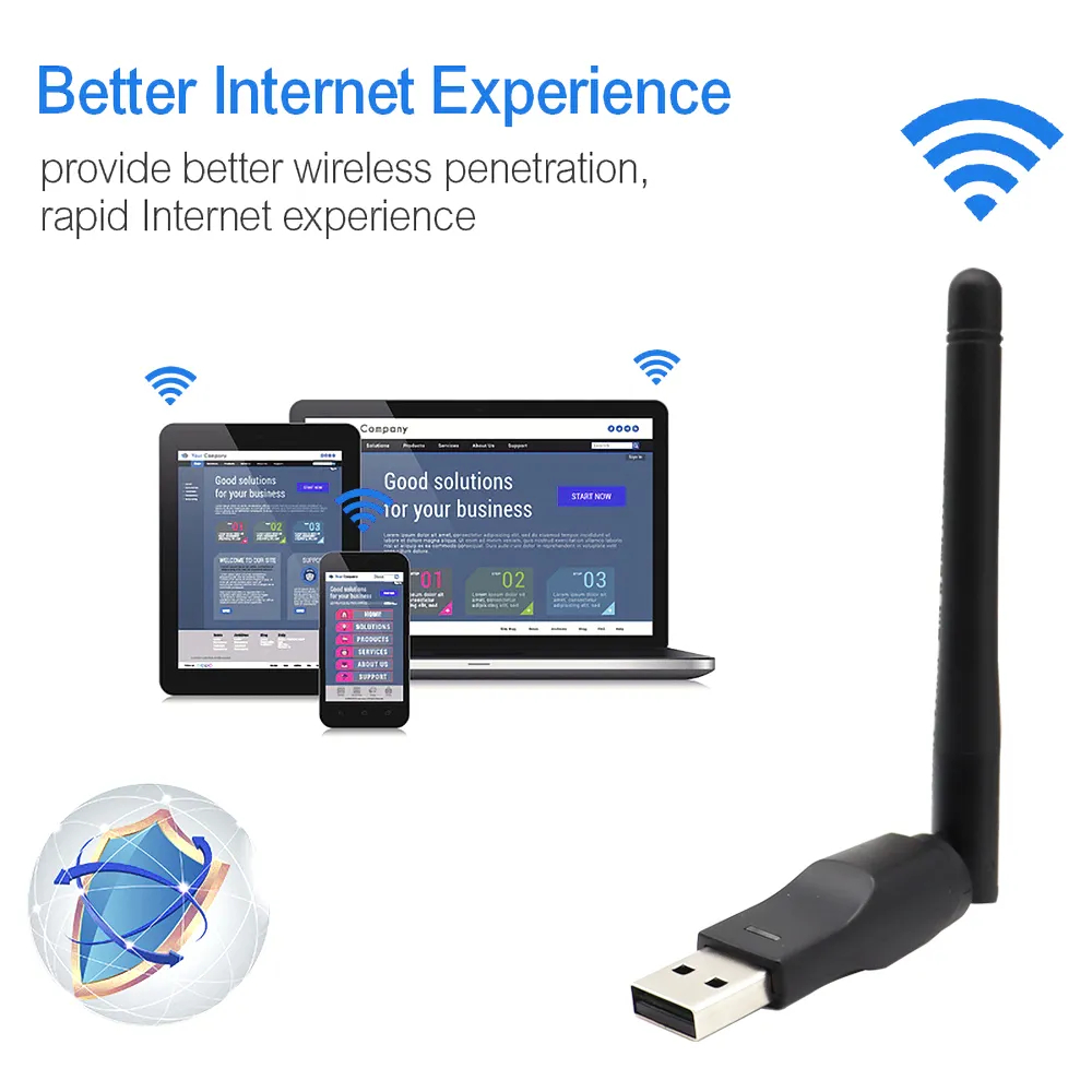 2021 Mini USB WiFi Adapter – 150Mbps Wireless Dongle, RTL8188, Dual-Band – Black