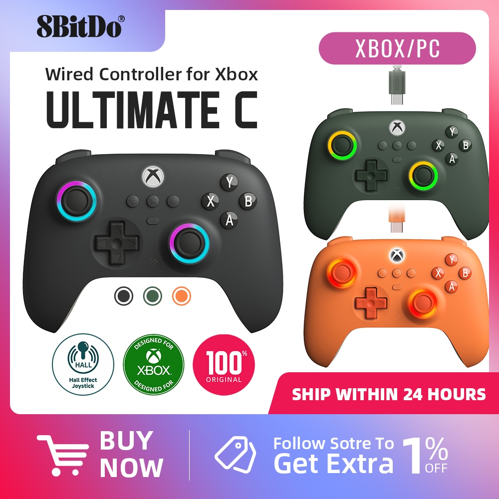 8BitDo-UlOscar C Wired Gaming Contrmatérielle, RGB Lighting Fire Ring ...