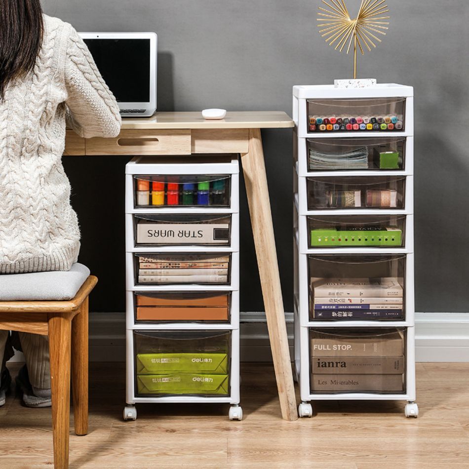 Desktop Storage Box Drawer Organizer with Wheels Desk Storage Cabinet ...