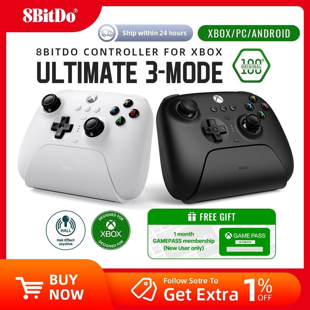 8BitDoUltimate 3mode Gaming Controller or Xbox, Hall Effprotected