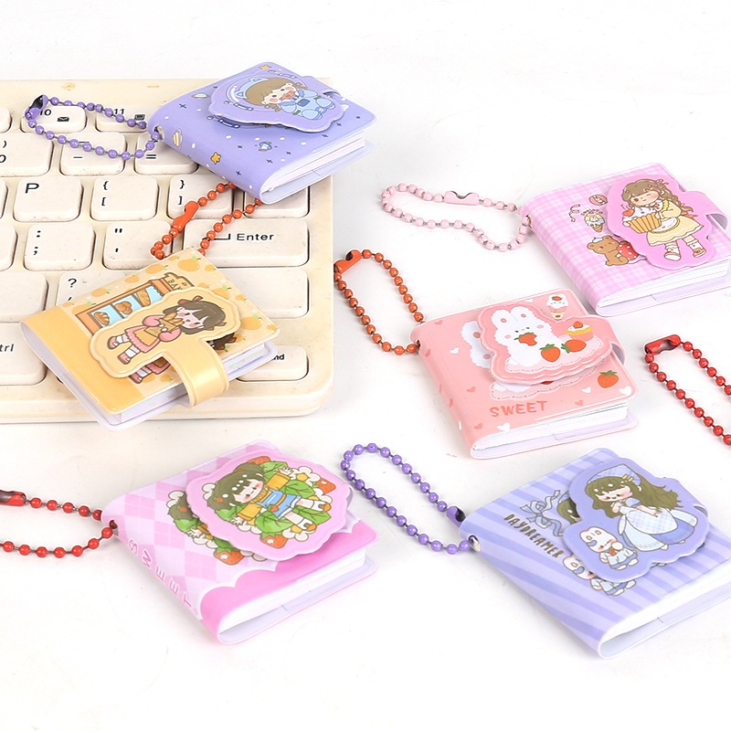 Kawaii Cartoon Notepad Mini Keychain Planner Notebook Color Page Diary ...