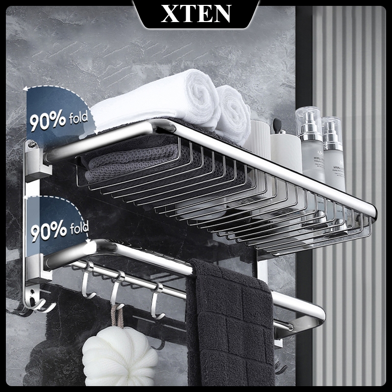 XTEN Thickened 304 Stainless Steel Towel Rack Standing Bathroom Rack ...