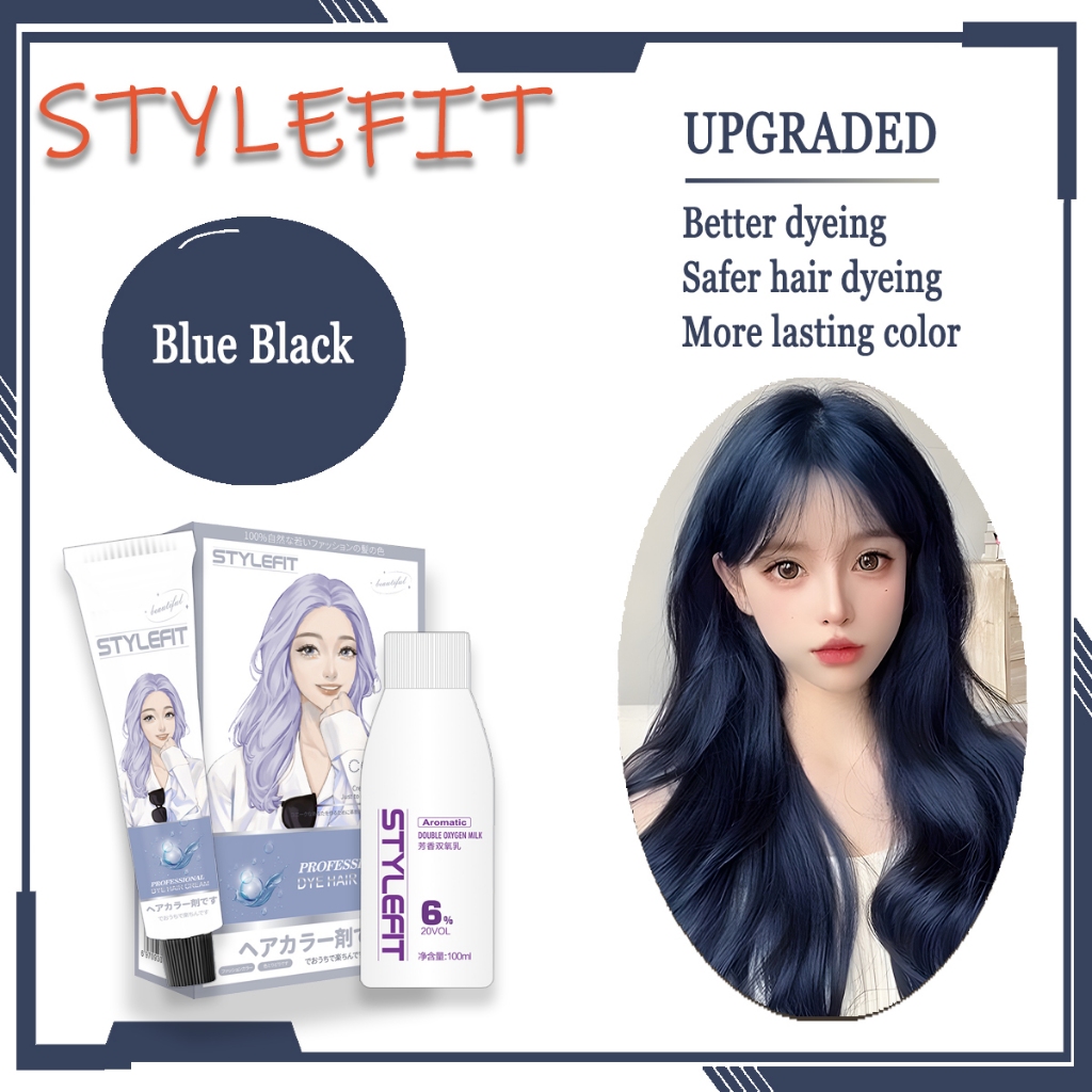 STYLEFIT Hair Color 2024 Popular Color Blue Black | Shopee Philippines