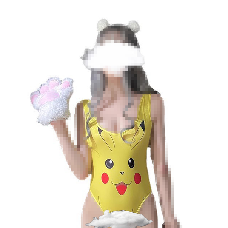 Sexy Lingerie Pantyhose Open Crotch Cosplay Pikachu Underwear Uniform  Perspective Tights For Woman