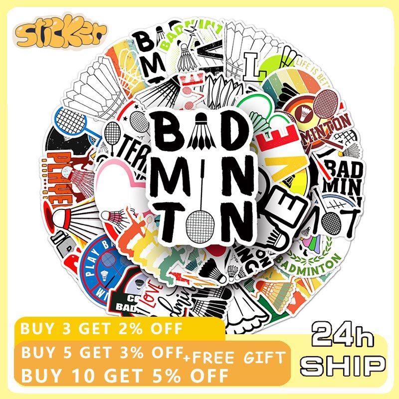 50PCS Cartoon Badminton Sports Sticker Suitcase Computer Phone ...