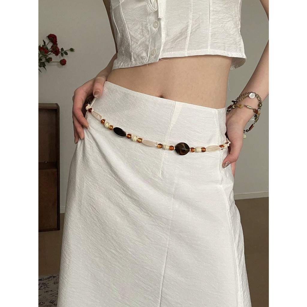 Bohemian Ethnic Style Belt Female Retro Dopamine Braided Beaded Waist ...