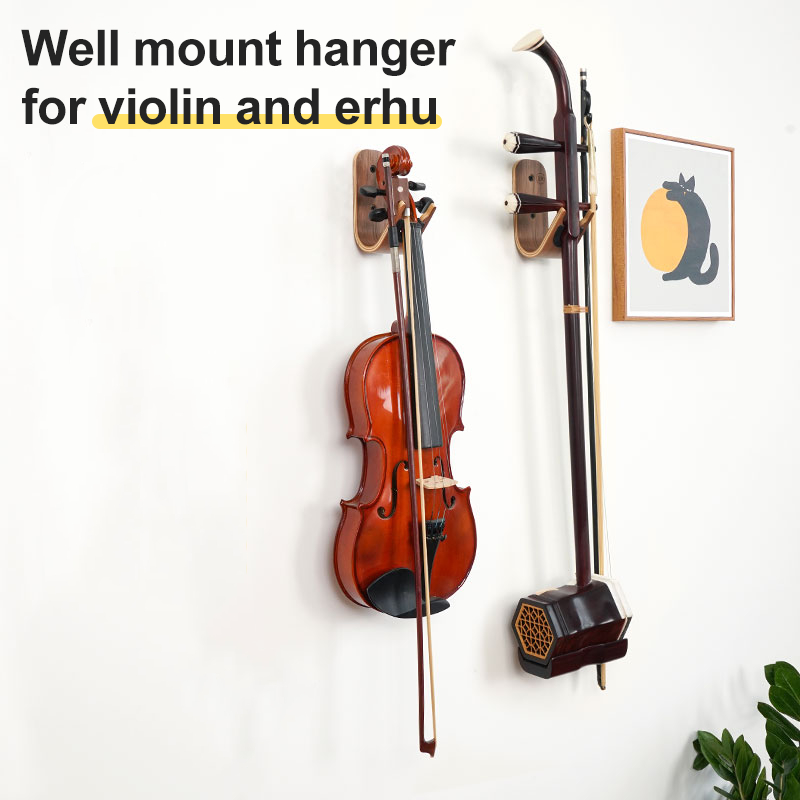 Non perforated violin stand with hooks for holding erhu, wall mounted ...