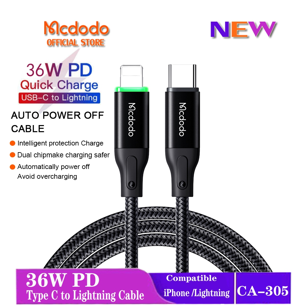 Mcdodo Smart IC Auto Disconnect Lightning Micro USB Type C Cable CA-305 ...