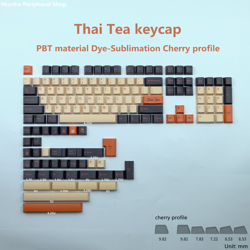 Humha Thai Tea keycap PBT material Dye-Sublimation Cherry profile ...