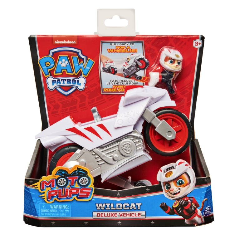 Moto Pups Wildcat - Moto à Rétrofriction Paw Patrol Avec Effet Wheelie Et Figurine