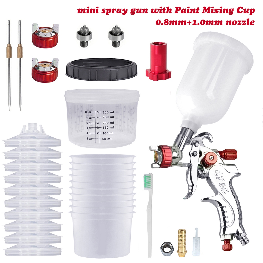 Mini Spray Gun 1.0MM Paint Spray Gun 0.8MM Nozzle Kit 250CC Tank Air ...