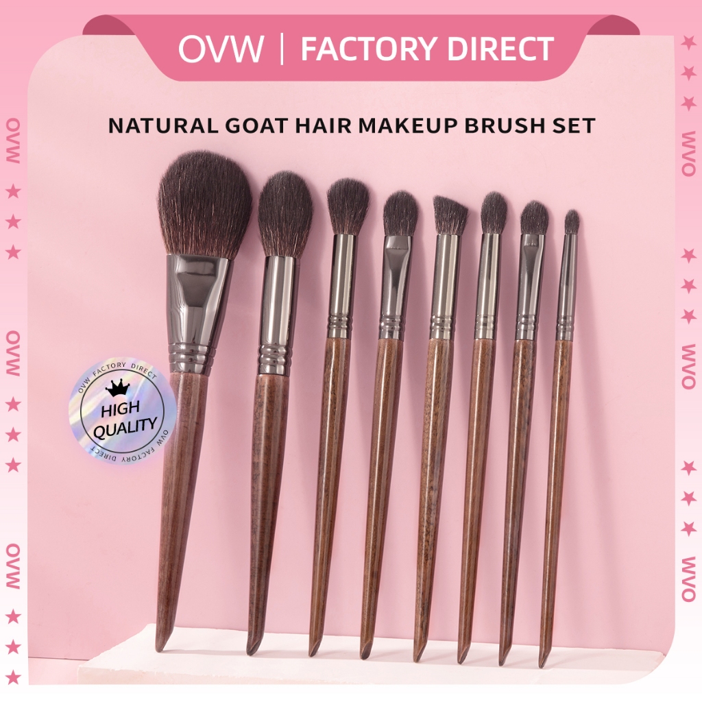 Eyeshadow Powder Highlight Blender Makeup Brushes Set Natural Goat Hair ...