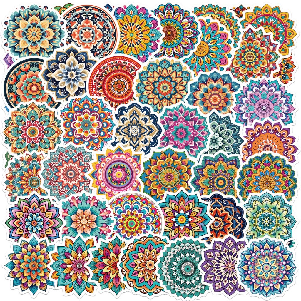 50 pcs Mandala Pattern Stickers Graffiti Cartoon Skateboard Waterproof ...