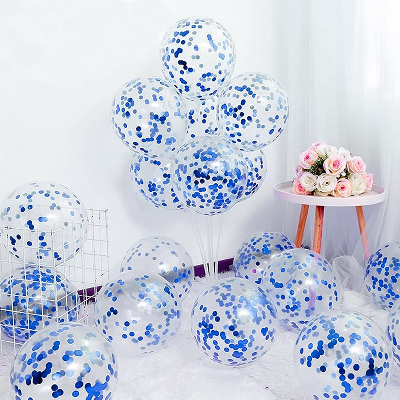 12inch Navy Blue Confetti Balloons Pink Sequin Balloon Muticolor