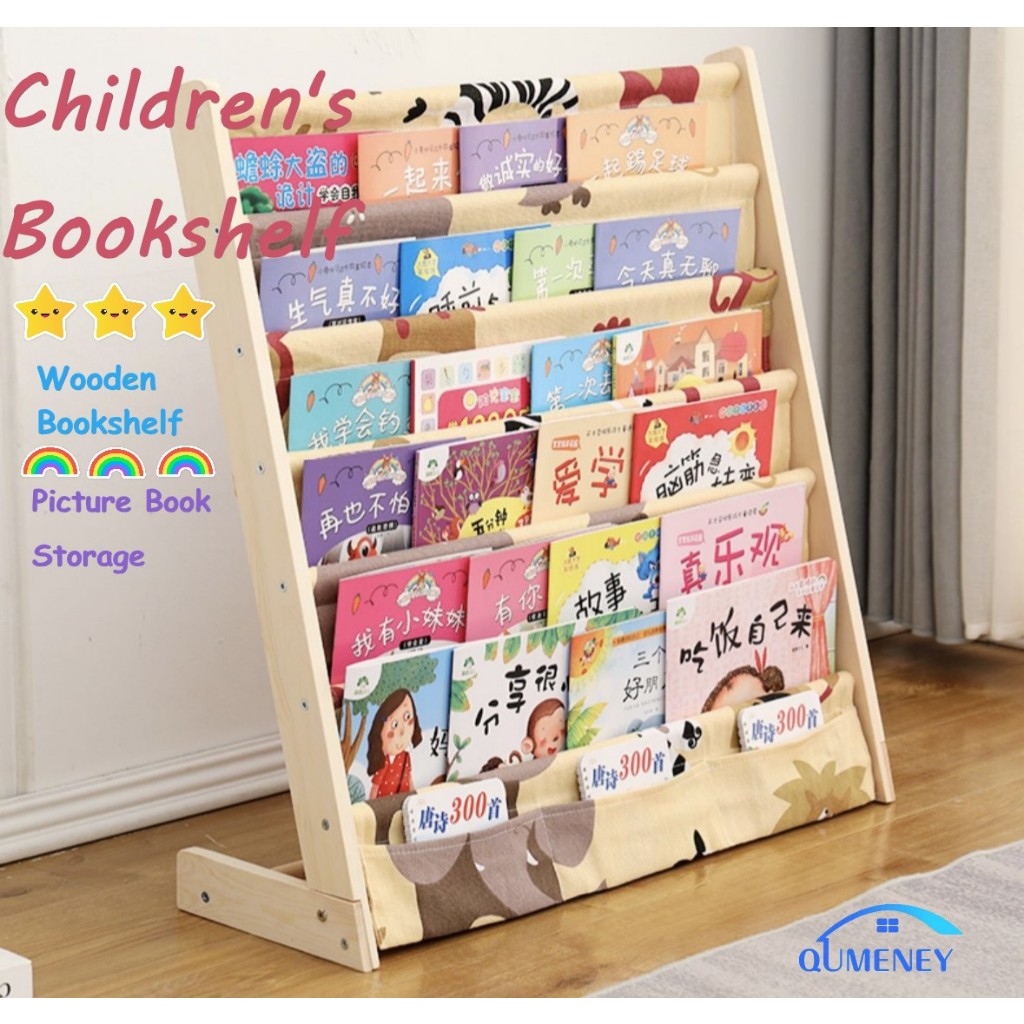 Kids Bookshelf Wooden 7 Tier Kids & Toddler Book Rack for Book Storage ...