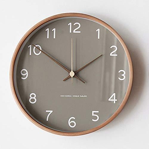 Modern Silent 12-inch Wooden Wall Clock For Living Room Decor, Battery ...