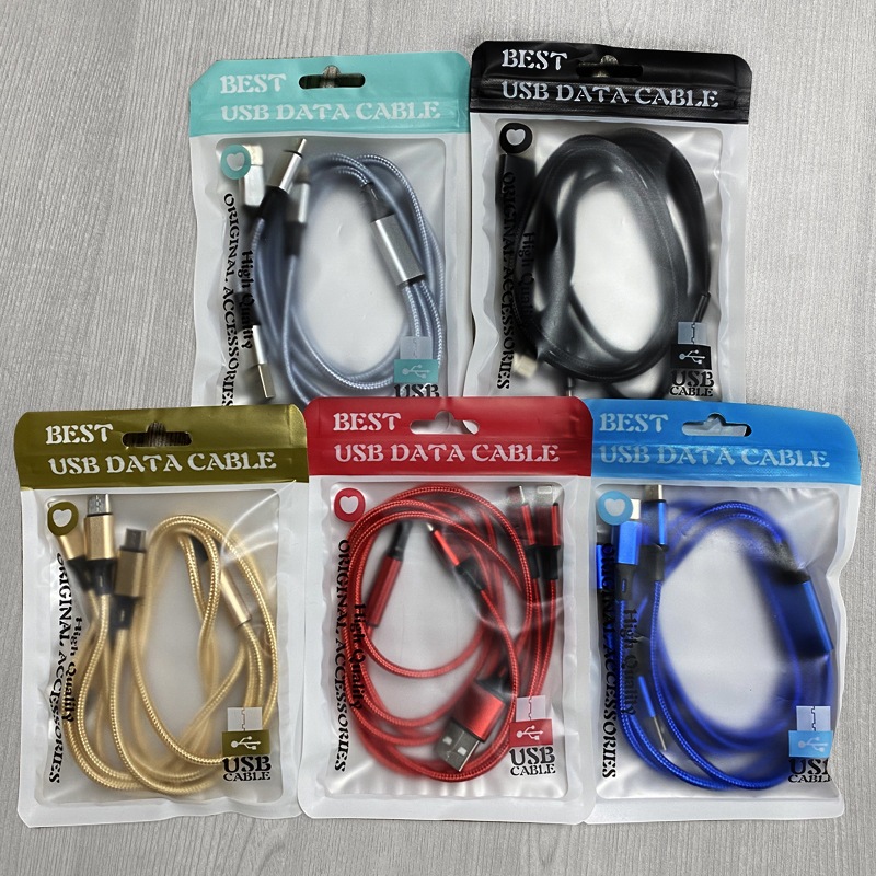 Nylon braided 3 in 1 data cable multi-2A fast charging three-in-one ...
