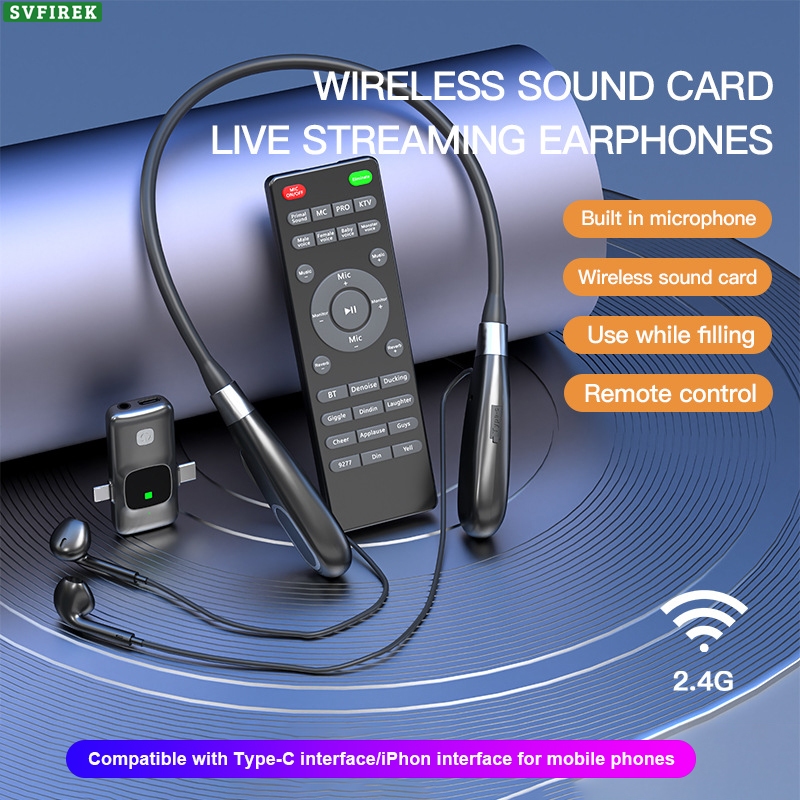 Wireless Live Streaming Earphone Bluetooth Earphones Live Broadcast Sound  Card All-in-one Machine Neck Headset K Song Noise Reduction Monitor Ear