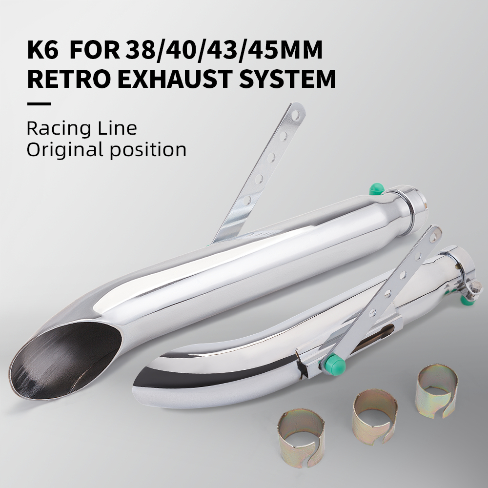 38/40/43/45mm Motorcycle Retro Modified Exhaust Pipe Tapered Slip-On ...