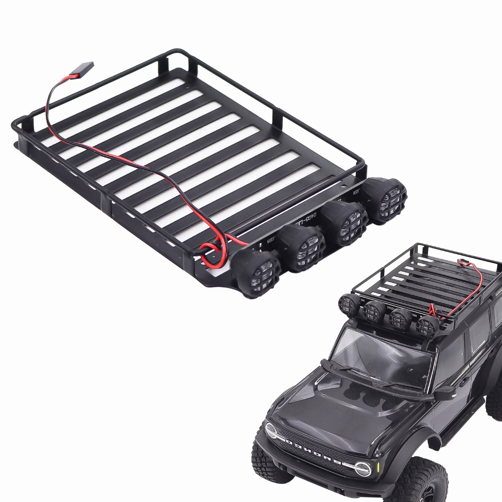 Metal Roof Spotlight Rack Luggage Rack With 4 Led For 1/18 RC Crawler ...