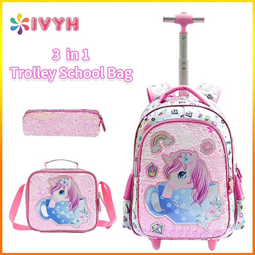 Big Sale! 3pcs/Set 16 inch Trolley Backpack School Bag For Kids Girls  Princess Bag Grades3-6-9 Backpack Set(Backpack+lunch bag+Pencil bag) Girls  Boys