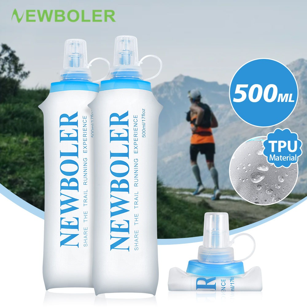 NEWBOLER 500ml Soft Water Bottle TPU Soft Flask Running Sport Folding ...