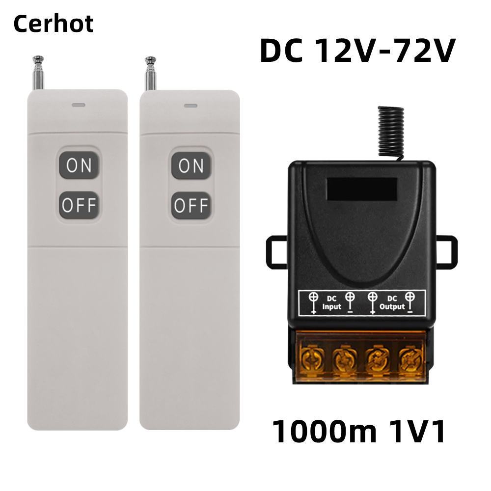 Cerhot Wireless Remote Switch, DC 12V 24V 48V 72V，30A 5000W Relay Wireless  RF Switch for Household Appliances, Pump,Lights Ceiling and Electrical
