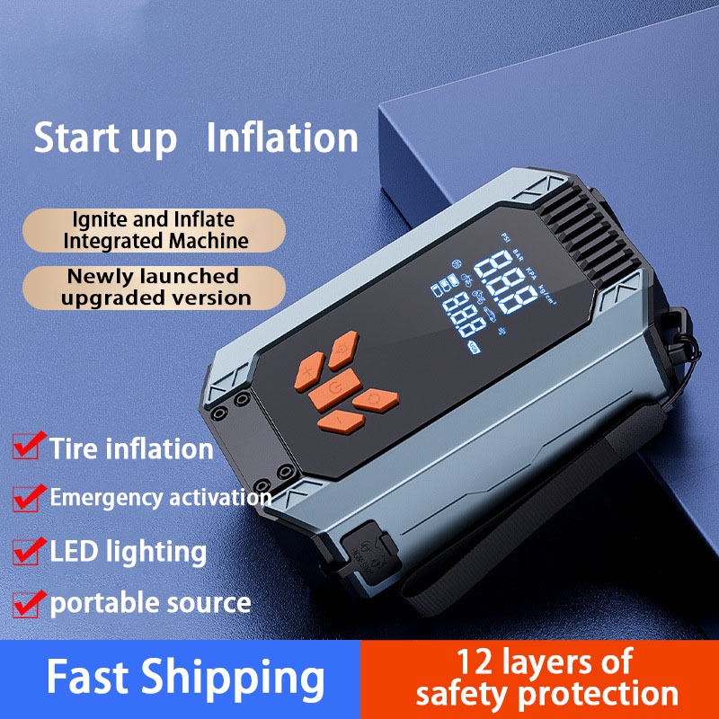 Car Mounted Wireless Inflation Pump Portable Emergency Start Power ...