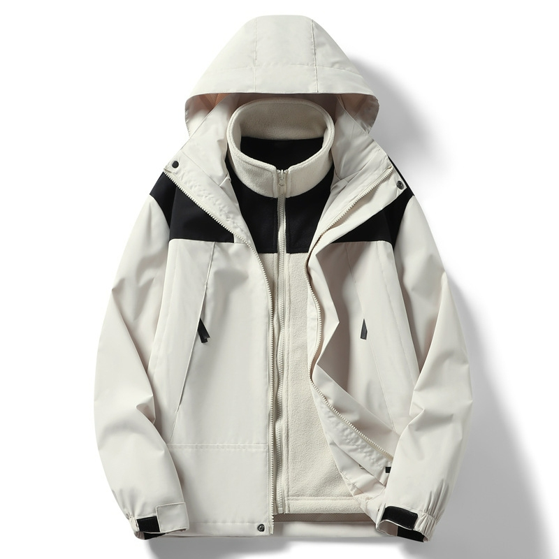 2 Pieces Jackets Men Women Winter Coats Sport Outdoor Warm Thick Hooded ...