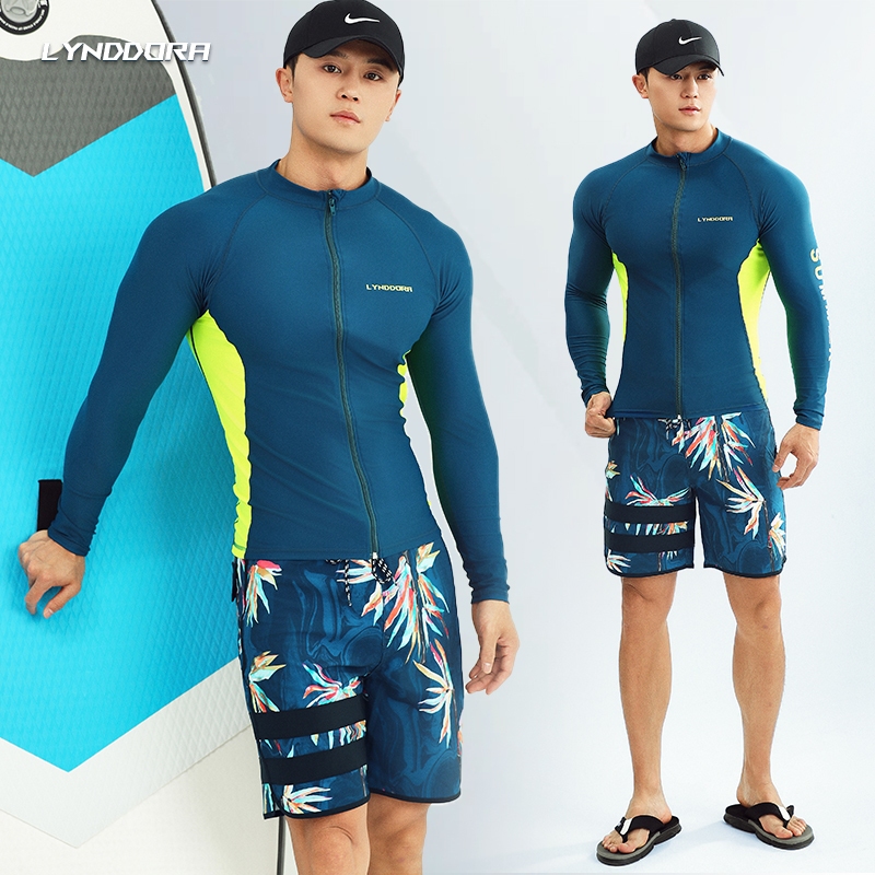 Men's Rash Guard STUDIOAQUA Rash Guard Men Zipper Quick Dry Long