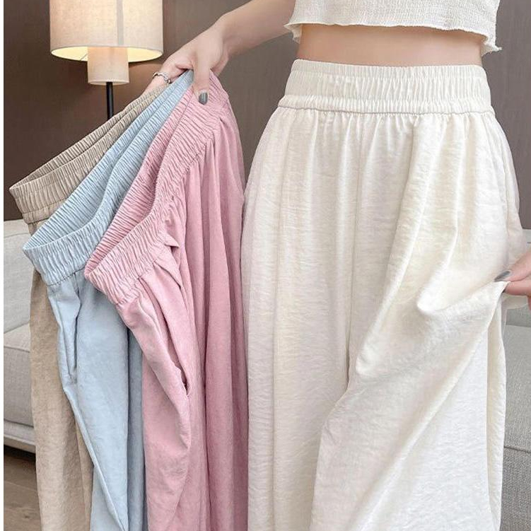 S-4XL Straight-leg Trousers High Waist Garterized Casual Pants | Shopee ...