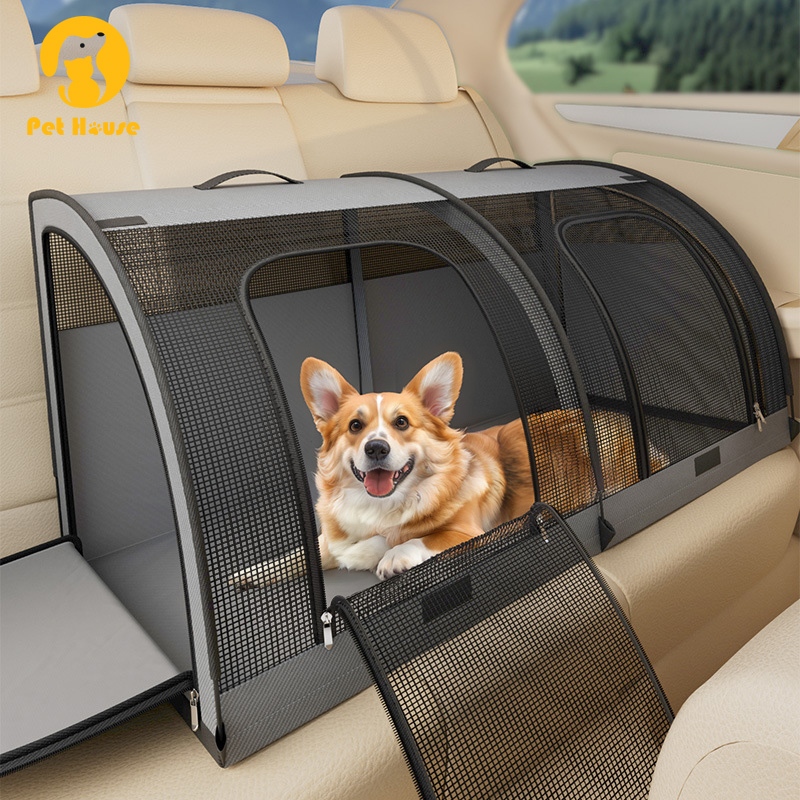 Pet Dog Cat Car Seat Cover Waterproof Breathable Double Compartment Pet
